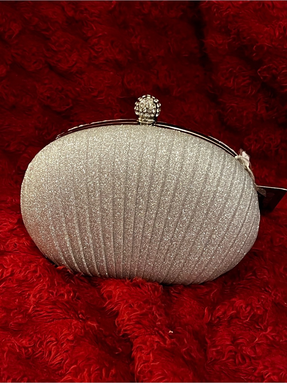 Glitter Shell Silver Evening Clutch